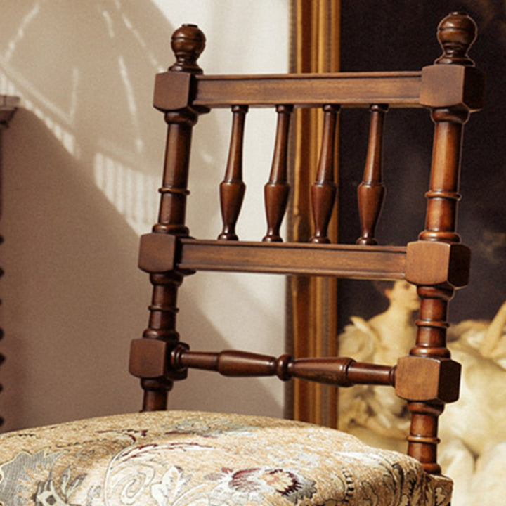 Traditional French Wood &amp; Fabric Square Dining Chair For Living Room &amp; Dining Room