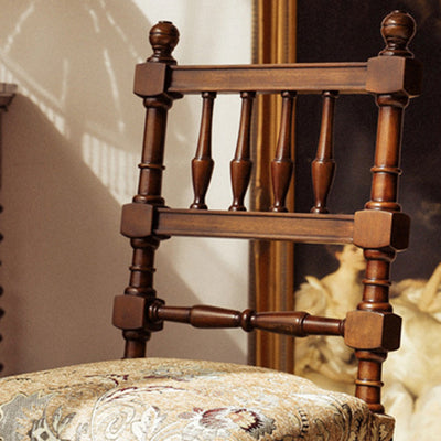 Silla de comedor cuadrada tradicional francesa de madera y tela para sala de estar y comedor 