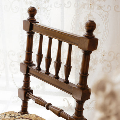 Silla de comedor cuadrada tradicional francesa de madera y tela para sala de estar y comedor 