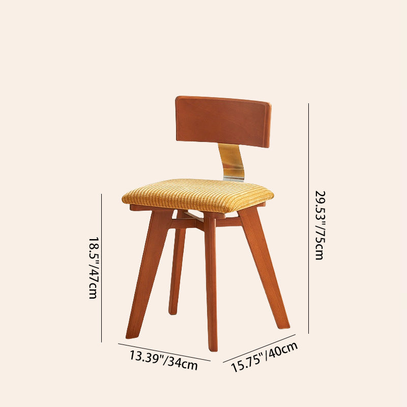 Silla de comedor cuadrada curva de madera y tela nórdica contemporánea para comedor y sala de estar 