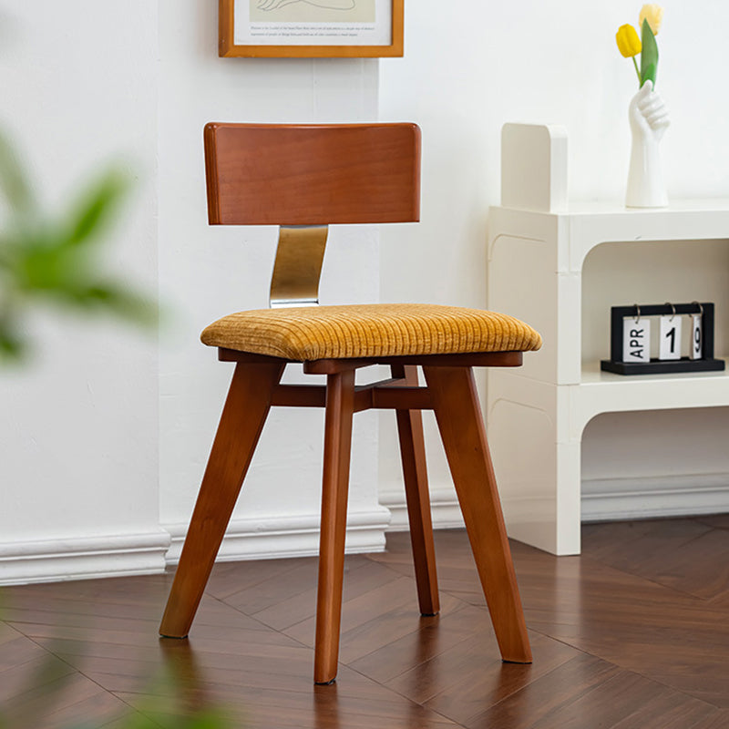 Silla de comedor cuadrada curva de madera y tela nórdica contemporánea para comedor y sala de estar 