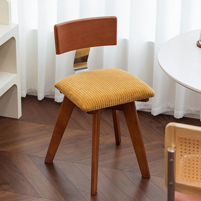 Silla de comedor cuadrada curva de madera y tela nórdica contemporánea para comedor y sala de estar 