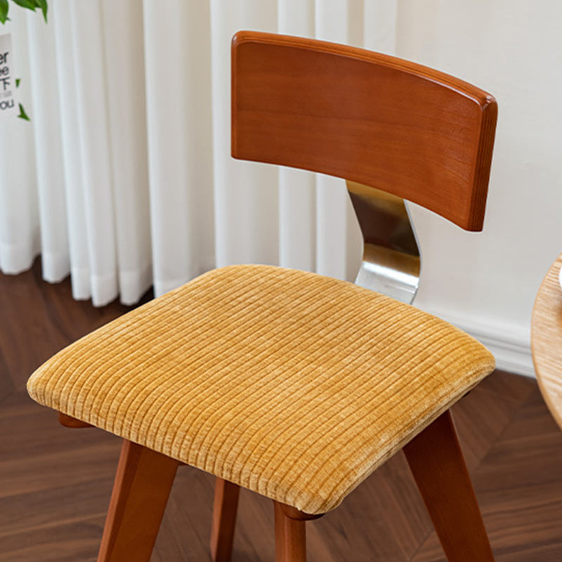 Silla de comedor cuadrada curva de madera y tela nórdica contemporánea para comedor y sala de estar 