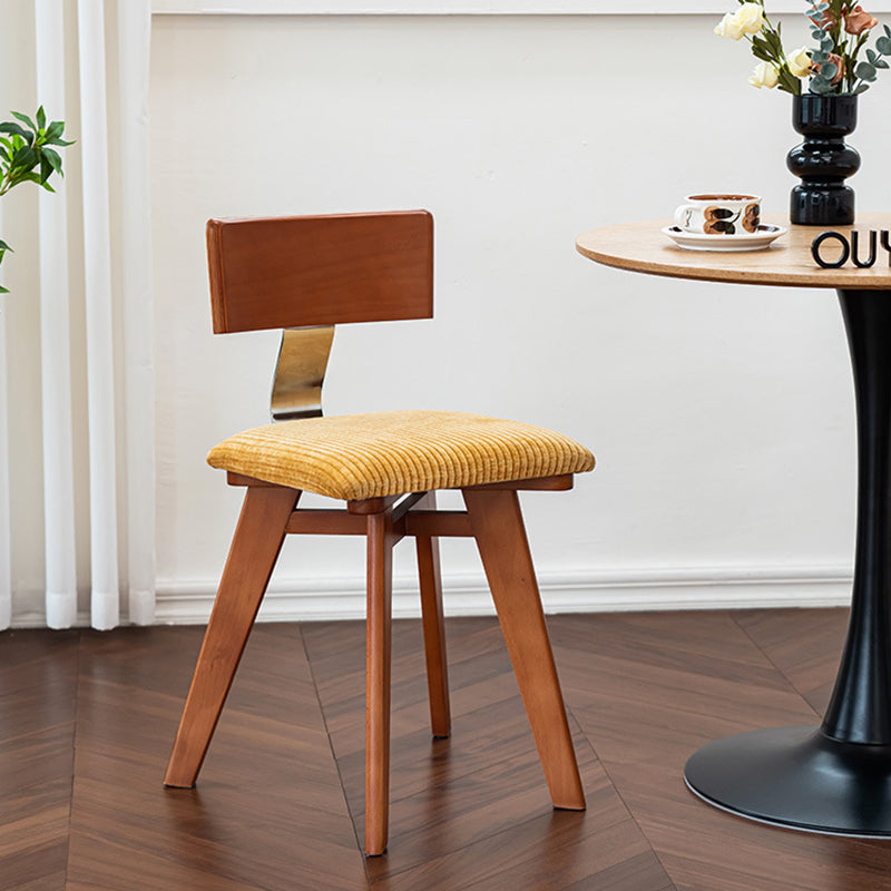 Silla de comedor cuadrada curva de madera y tela nórdica contemporánea para comedor y sala de estar 