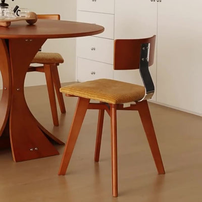 Silla de comedor cuadrada curva de madera y tela nórdica contemporánea para comedor y sala de estar 