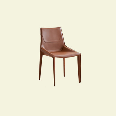 Silla de Comedor Cuadrada Curvada Moderna Minimalista de Cuero de Silla y Acero al Carbono para Comedor y Sala de Estar 
