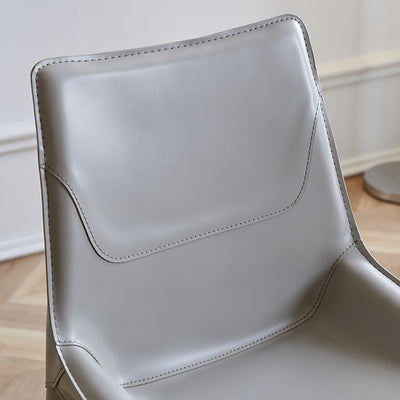 Silla de Comedor Cuadrada Curvada Moderna Minimalista de Cuero de Silla y Acero al Carbono para Comedor y Sala de Estar 