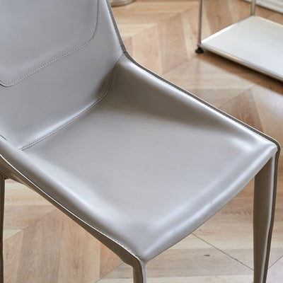 Silla de Comedor Cuadrada Curvada Moderna Minimalista de Cuero de Silla y Acero al Carbono para Comedor y Sala de Estar 