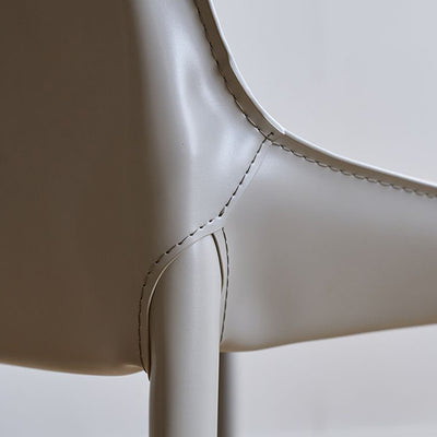 Silla de Comedor Cuadrada Curvada Moderna Minimalista de Cuero de Silla y Acero al Carbono para Comedor y Sala de Estar 