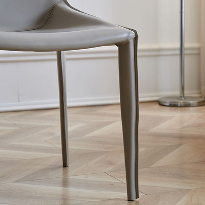 Silla de Comedor Cuadrada Curvada Moderna Minimalista de Cuero de Silla y Acero al Carbono para Comedor y Sala de Estar 