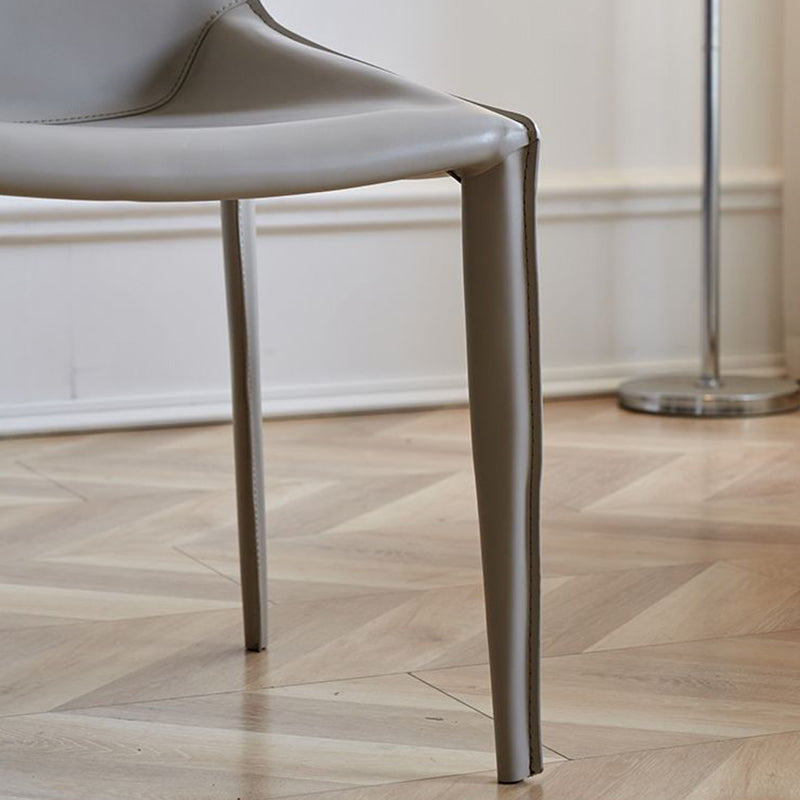 Silla de Comedor Cuadrada Curvada Moderna Minimalista de Cuero de Silla y Acero al Carbono para Comedor y Sala de Estar 