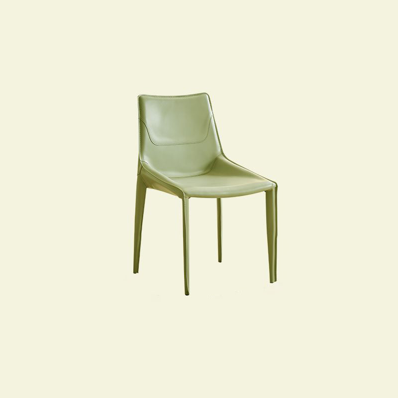 Silla de Comedor Cuadrada Curvada Moderna Minimalista de Cuero de Silla y Acero al Carbono para Comedor y Sala de Estar 