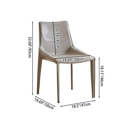 Silla de Comedor Cuadrada Curvada Moderna Minimalista de Cuero de Silla y Acero al Carbono para Comedor y Sala de Estar 