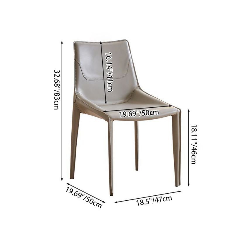 Silla de Comedor Cuadrada Curvada Moderna Minimalista de Cuero de Silla y Acero al Carbono para Comedor y Sala de Estar 