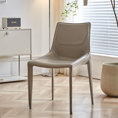 Silla de Comedor Cuadrada Curvada Moderna Minimalista de Cuero de Silla y Acero al Carbono para Comedor y Sala de Estar 