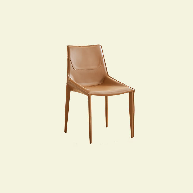 Silla de Comedor Cuadrada Curvada Moderna Minimalista de Cuero de Silla y Acero al Carbono para Comedor y Sala de Estar 