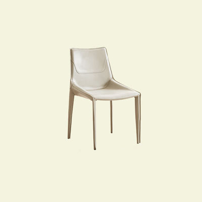 Silla de Comedor Cuadrada Curvada Moderna Minimalista de Cuero de Silla y Acero al Carbono para Comedor y Sala de Estar 