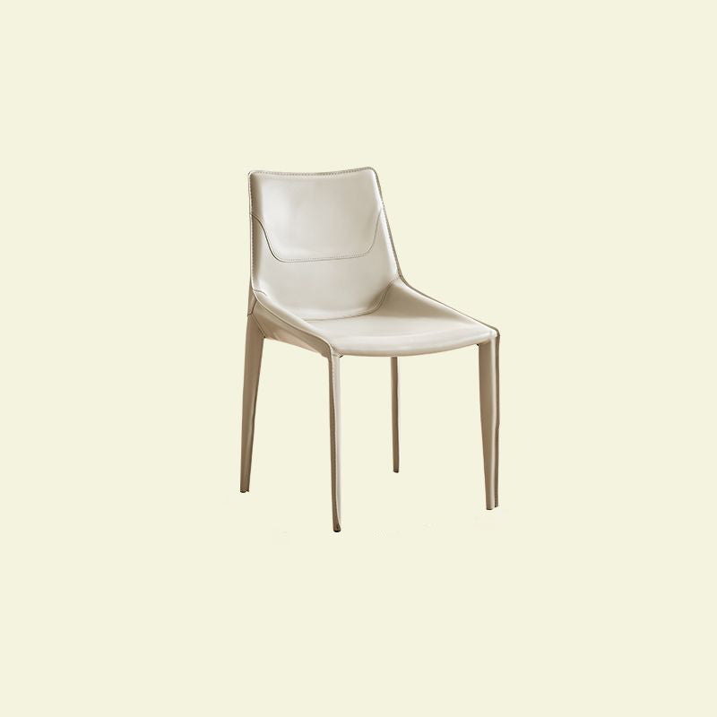 Silla de Comedor Cuadrada Curvada Moderna Minimalista de Cuero de Silla y Acero al Carbono para Comedor y Sala de Estar 