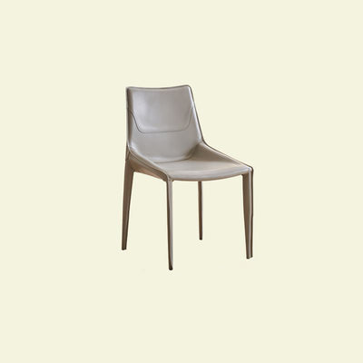 Silla de Comedor Cuadrada Curvada Moderna Minimalista de Cuero de Silla y Acero al Carbono para Comedor y Sala de Estar 