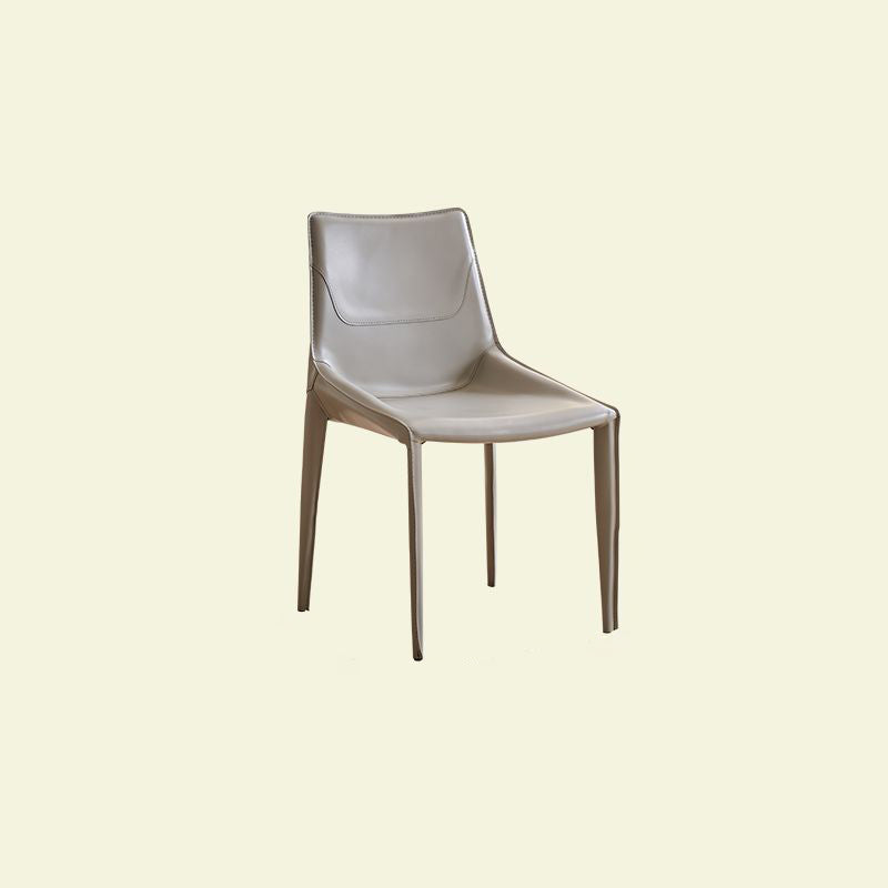 Silla de Comedor Cuadrada Curvada Moderna Minimalista de Cuero de Silla y Acero al Carbono para Comedor y Sala de Estar 