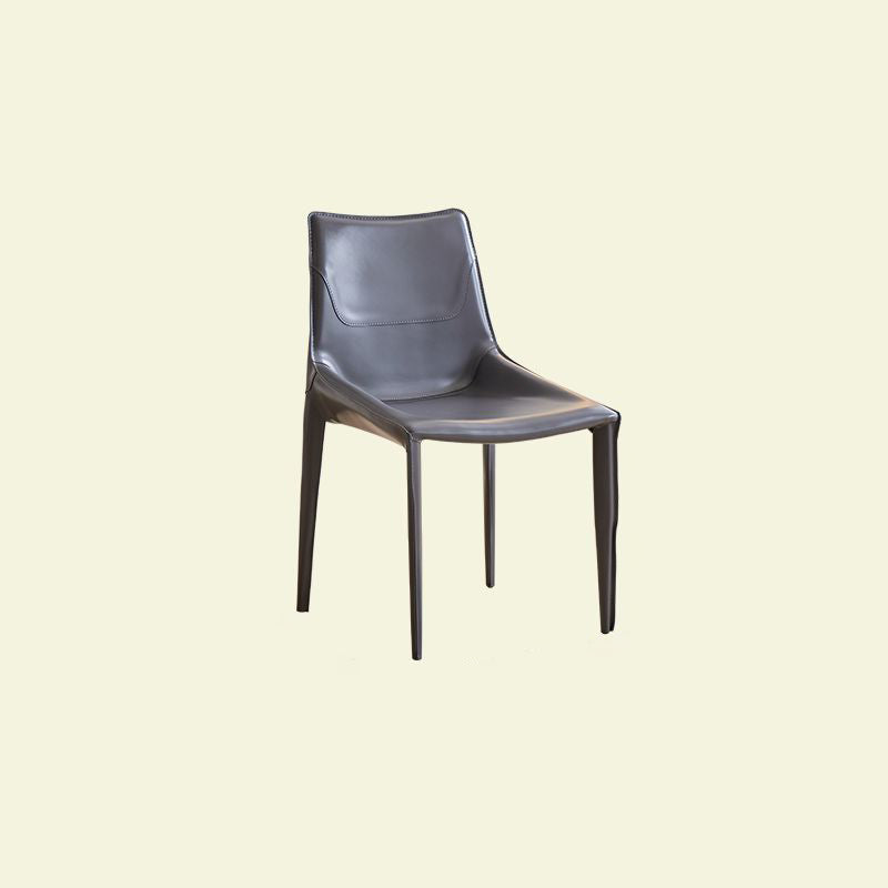 Silla de Comedor Cuadrada Curvada Moderna Minimalista de Cuero de Silla y Acero al Carbono para Comedor y Sala de Estar 