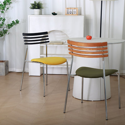Silla de comedor curva de tela e hierro minimalista moderna para comedor y sala de estar 