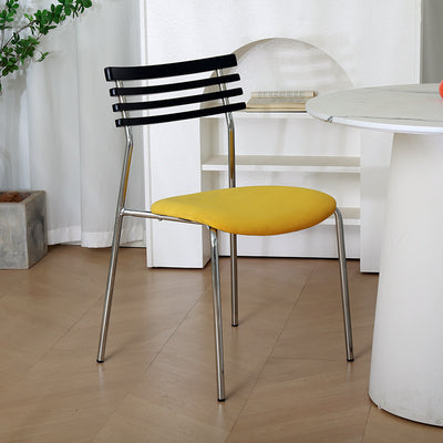 Silla de comedor curva de tela e hierro minimalista moderna para comedor y sala de estar 
