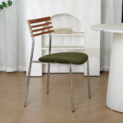 Silla de comedor curva de tela e hierro minimalista moderna para comedor y sala de estar 