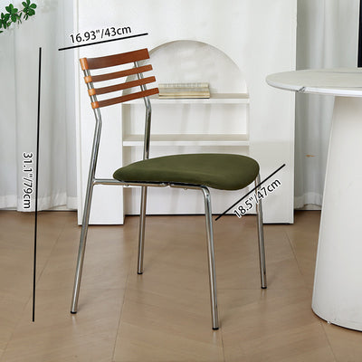 Silla de comedor curva de tela e hierro minimalista moderna para comedor y sala de estar 