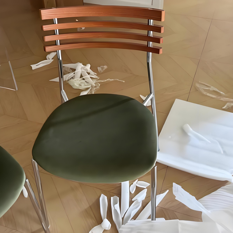 Silla de comedor curva de tela e hierro minimalista moderna para comedor y sala de estar 