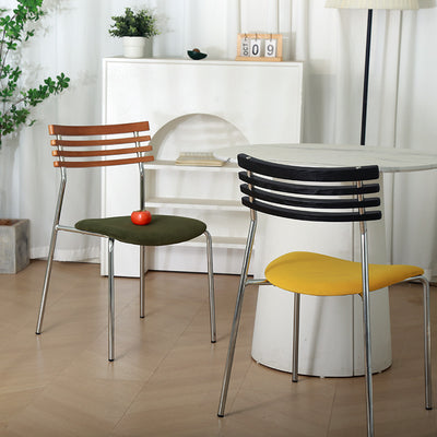 Silla de comedor curva de tela e hierro minimalista moderna para comedor y sala de estar 