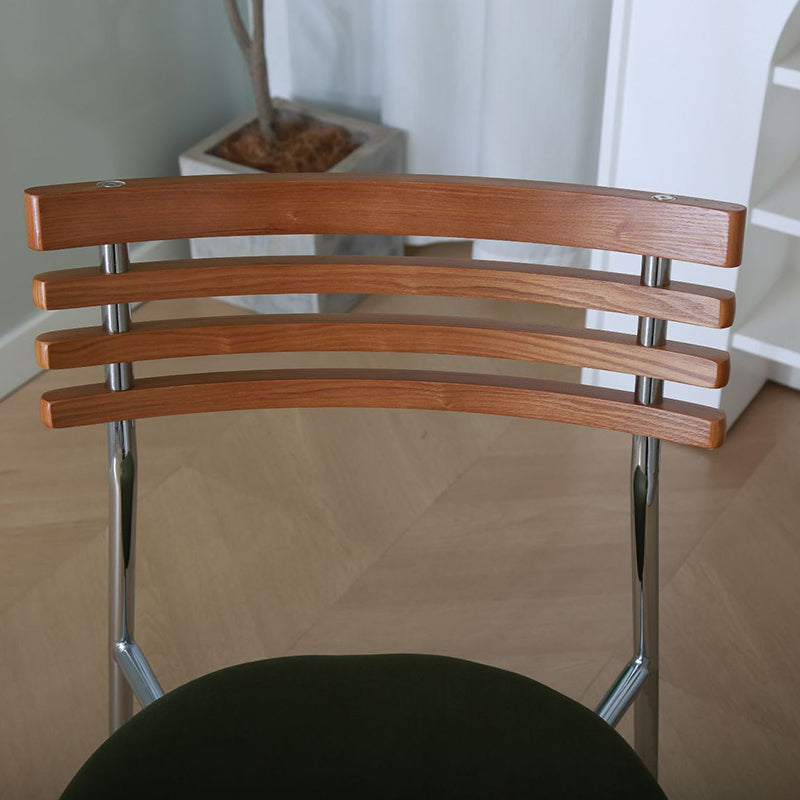 Silla de comedor curva de tela e hierro minimalista moderna para comedor y sala de estar 