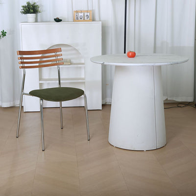 Silla de comedor curva de tela e hierro minimalista moderna para comedor y sala de estar 
