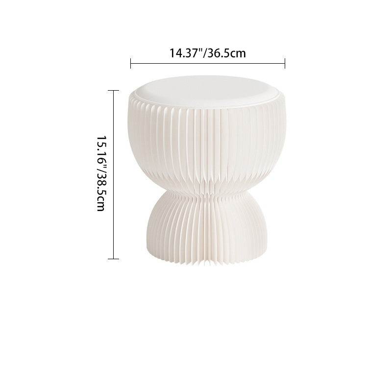 Zeitgenössischer kreativer Leder- & Kraftpapier-Lotus-förmiger faltbarer niedriger Hocker für Schlafzimmer & Wohnzimmer 