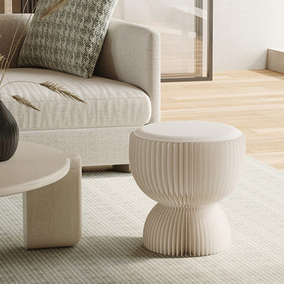 Zeitgenössischer kreativer Leder- & Kraftpapier-Lotus-förmiger faltbarer niedriger Hocker für Schlafzimmer & Wohnzimmer 