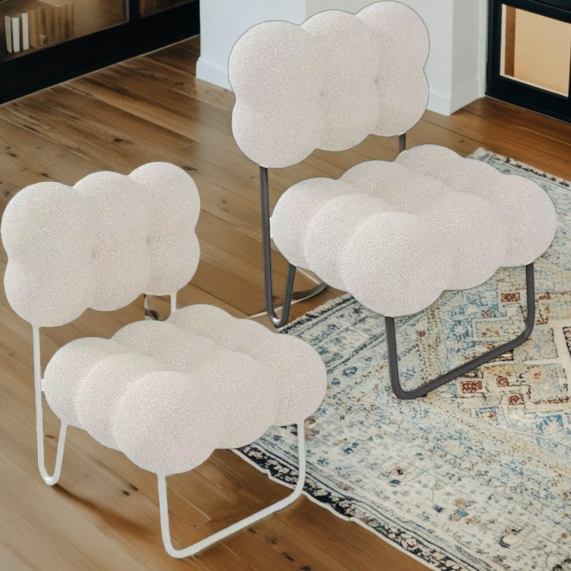 Zeitgenössischer nordischer Kreis-Fleece &amp; Eisen-Quadrat-Akzentstuhl für Schlafzimmer und Wohnzimmer 