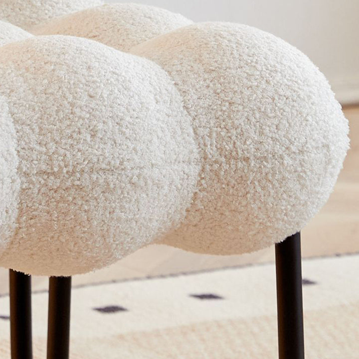 Zeitgenössischer nordischer Kreis-Fleece &amp; Eisen-Quadrat-Akzentstuhl für Schlafzimmer und Wohnzimmer 