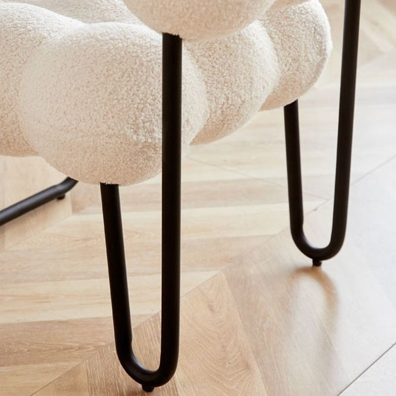 Zeitgenössischer nordischer Kreis-Fleece &amp; Eisen-Quadrat-Akzentstuhl für Schlafzimmer und Wohnzimmer 