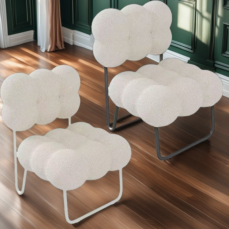 Zeitgenössischer nordischer Kreis-Fleece &amp; Eisen-Quadrat-Akzentstuhl für Schlafzimmer und Wohnzimmer 