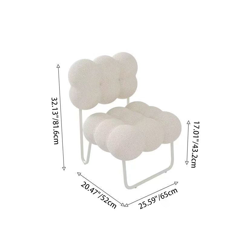 Zeitgenössischer nordischer Kreis-Fleece &amp; Eisen-Quadrat-Akzentstuhl für Schlafzimmer und Wohnzimmer 