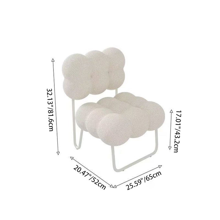 Zeitgenössischer nordischer Kreis-Fleece &amp; Eisen-Quadrat-Akzentstuhl für Schlafzimmer und Wohnzimmer 