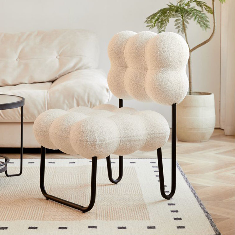 Zeitgenössischer nordischer Kreis-Fleece &amp; Eisen-Quadrat-Akzentstuhl für Schlafzimmer und Wohnzimmer 