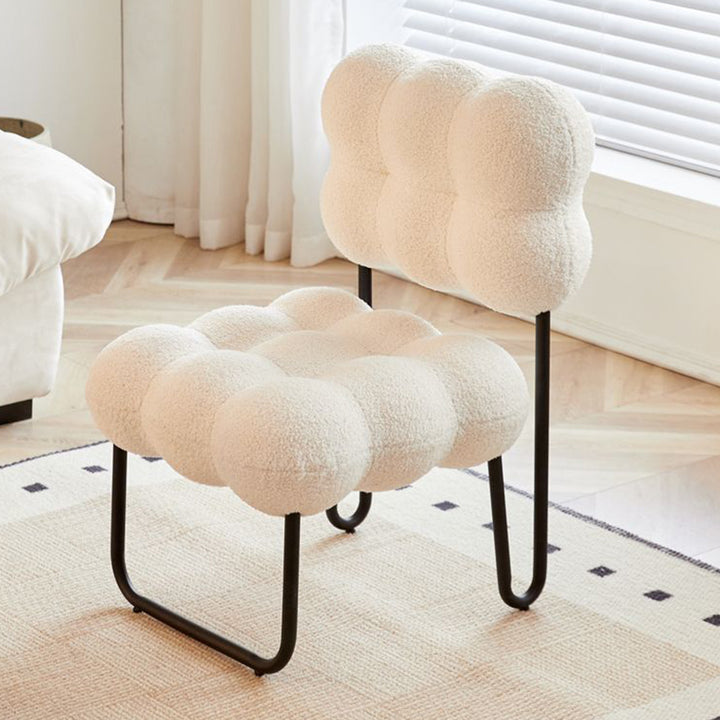 Zeitgenössischer nordischer Kreis-Fleece &amp; Eisen-Quadrat-Akzentstuhl für Schlafzimmer und Wohnzimmer 