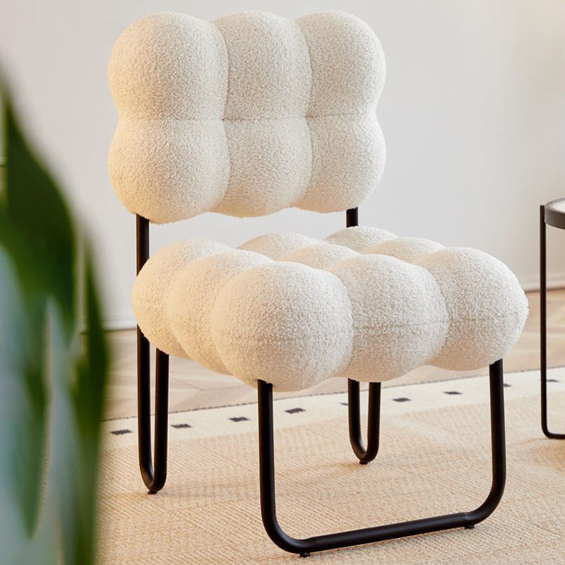 Zeitgenössischer nordischer Kreis-Fleece &amp; Eisen-Quadrat-Akzentstuhl für Schlafzimmer und Wohnzimmer 