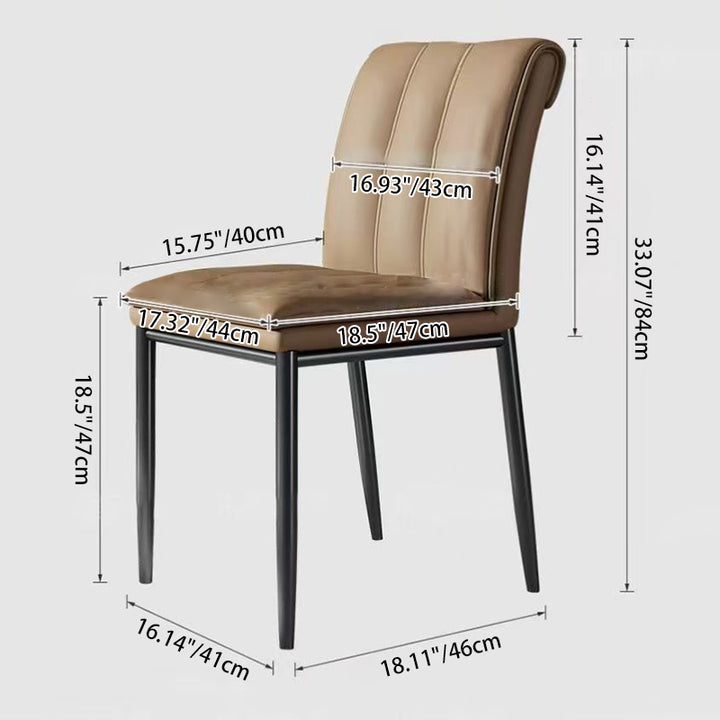 Modern Minimalist Faux Leather Carbon Steel Square Dining Chair For Dining Room And Living Room