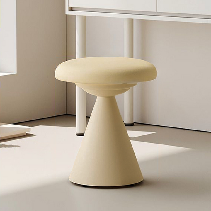 Tabouret de coiffeuse rond conique en cuir synthétique nordique contemporain et fer, pour chambre à coucher et salon 