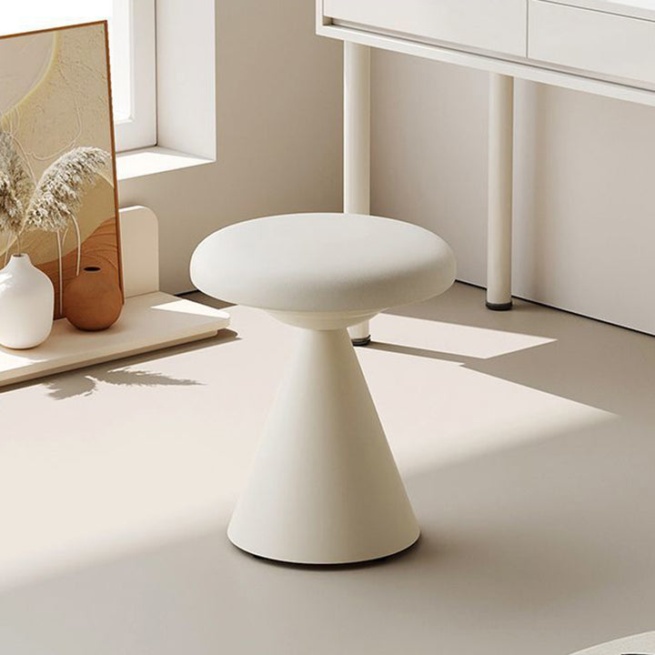 Tabouret de coiffeuse rond conique en cuir synthétique nordique contemporain et fer, pour chambre à coucher et salon 