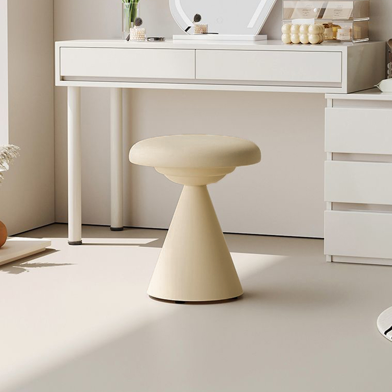 Contemporary Nordic Artificial Leather &amp; Iron Round Conical Vanity Stool For Bedroom And Living Room