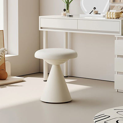 Tabouret de vanité conique rond en cuir nordique contemporain et fer pour chambre et salon 
