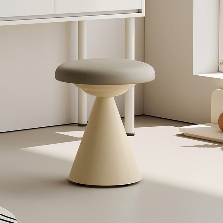Tabouret de coiffeuse rond conique en cuir synthétique nordique contemporain et fer, pour chambre à coucher et salon 